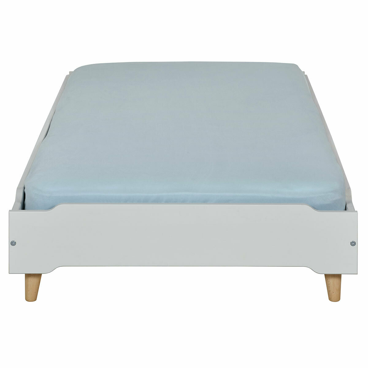 Lit empilable avec pieds et matelas Bois massif  JELLY gris, AKITEN RETAIL