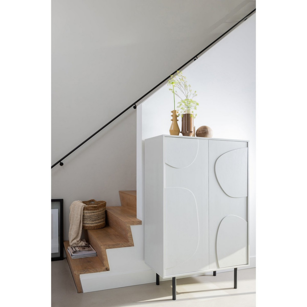 Armoire de rangement en bois de pin - CADIZ blanc brume, WOOOD