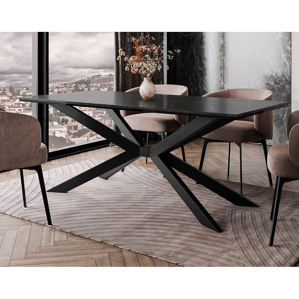 Table à manger  190x90 cm - CASEY noir, LISA DESIGN