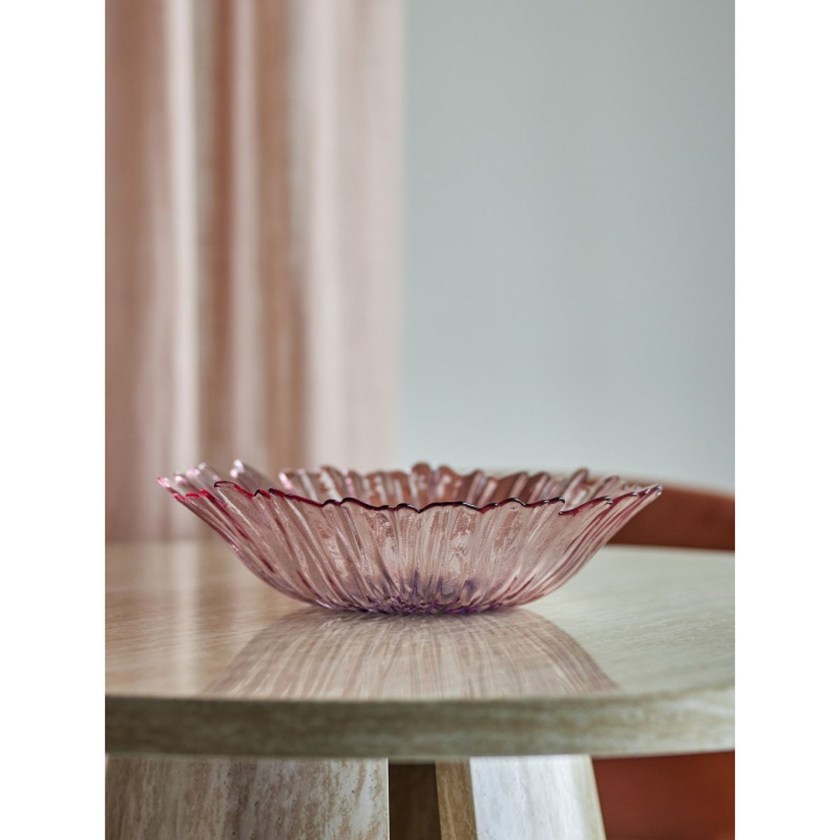 Corbeille à fruits verre design fleur  MARIKO rose poudré, BLOOMINGVILLE
