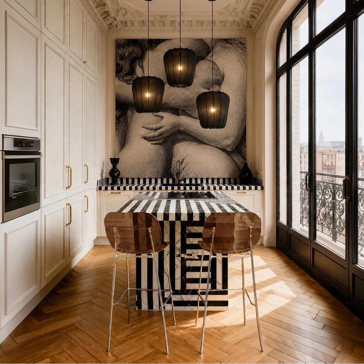 Lot de 2 chaises de bar en métal et résine acrylique, GLAM ecorce, NOW'S HOME