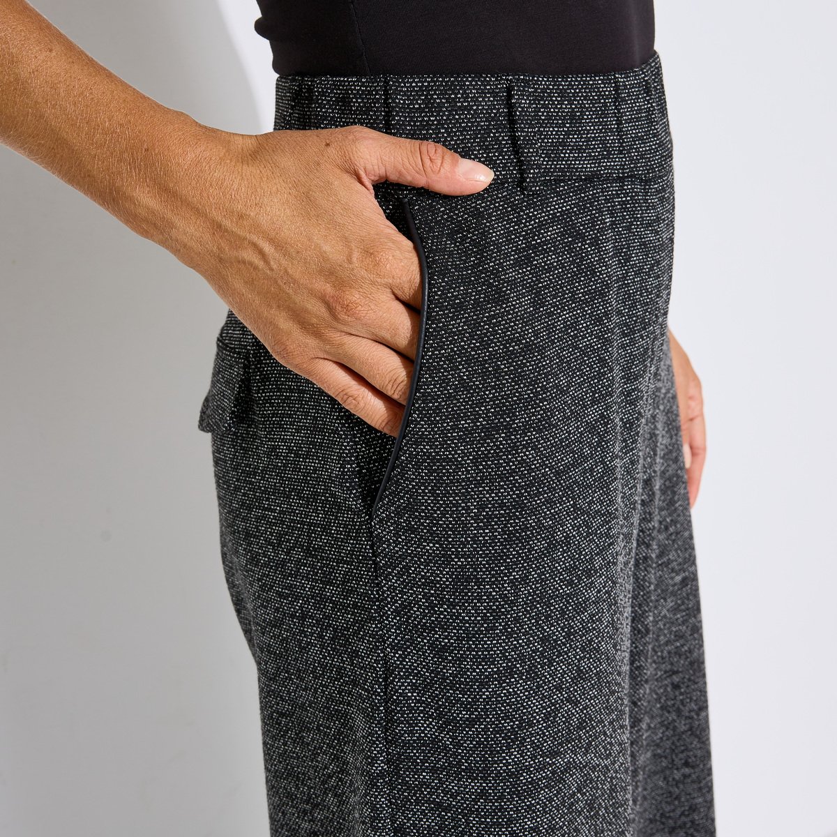 Pantalon large en maille noir, GRAIN DE MALICE