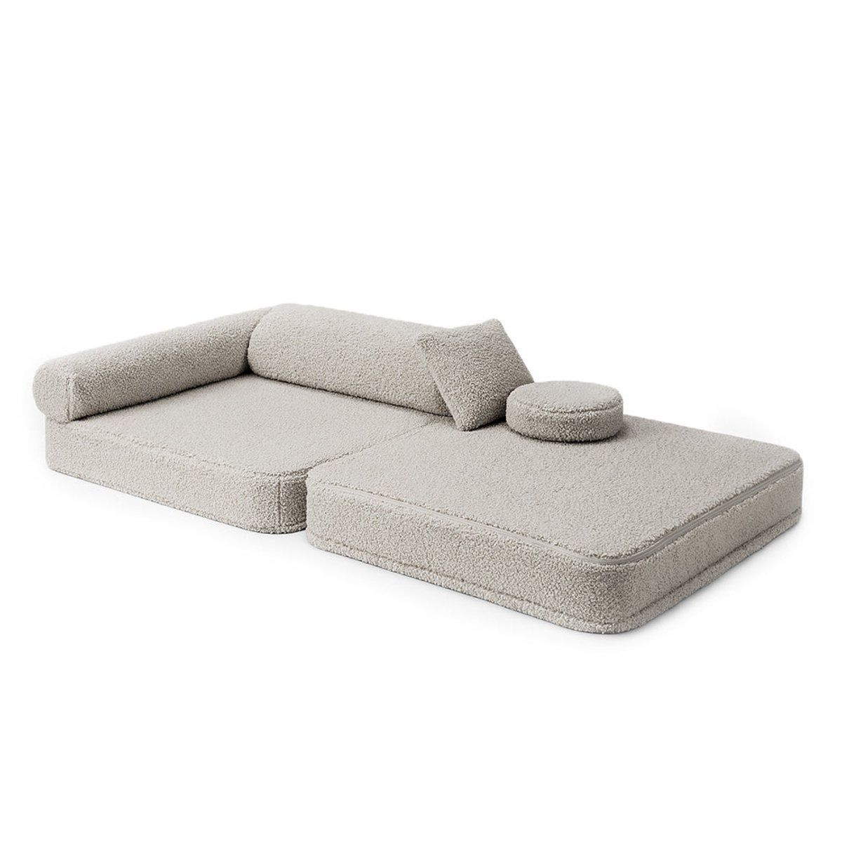 Fauteuil modulable enfant peluche ultra douce BEARLY crème, MEOW BABY