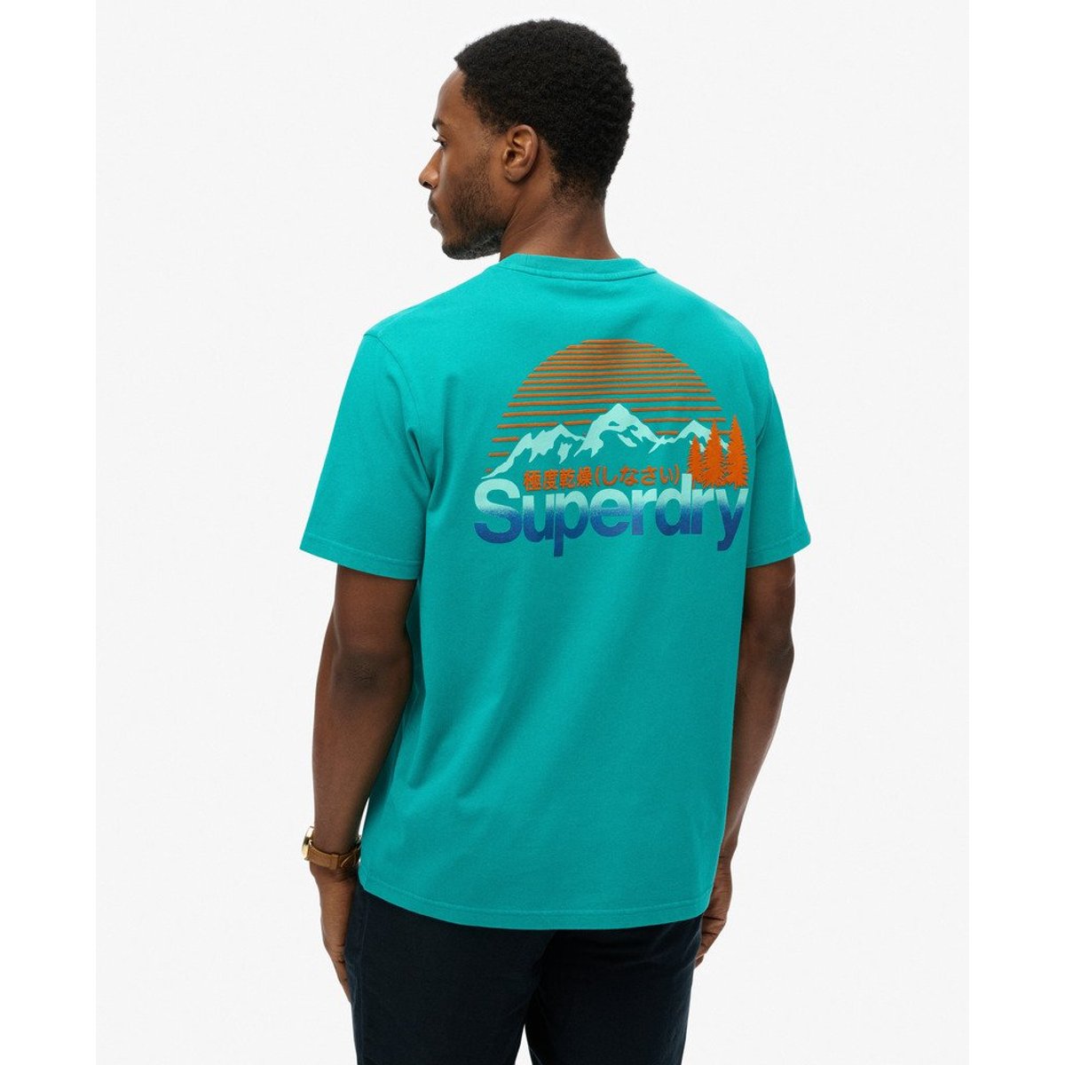 T-shirt Core Logo Great Outdoors Chest bleu verdure, SUPERDRY