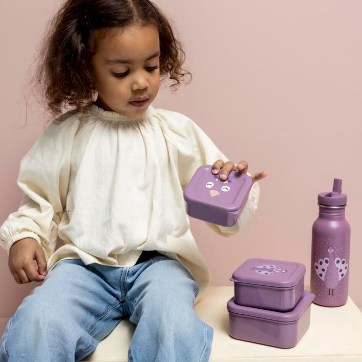 Lot de 3 boîtes à goûter violet, blanc, TRIXIE