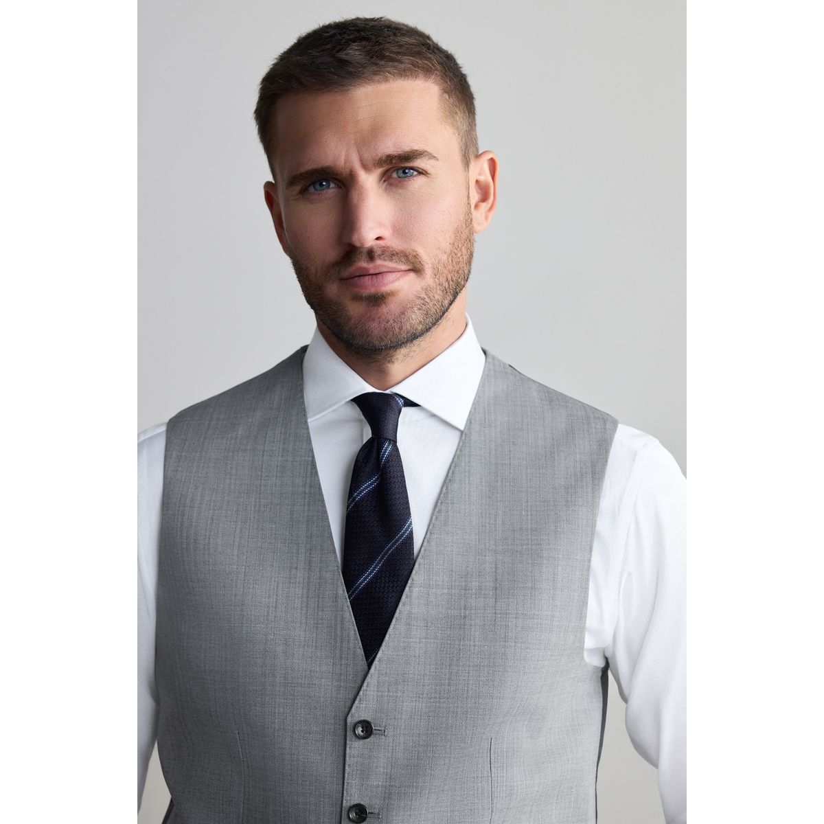 Gilet de costume en laine Signature gris, NEXT