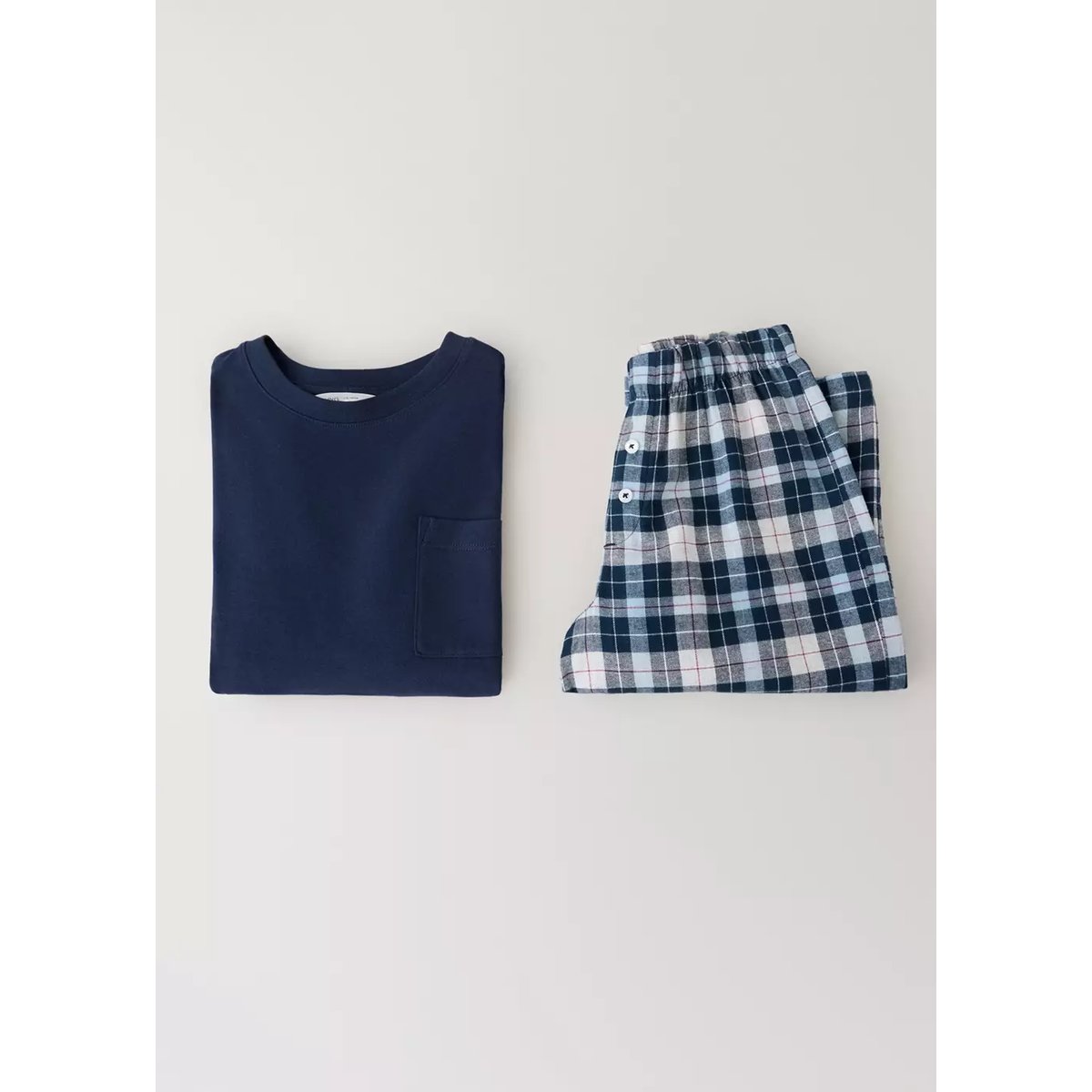 Pyjama complet en flanelle à carreaux bleu marine, MANGO KIDS