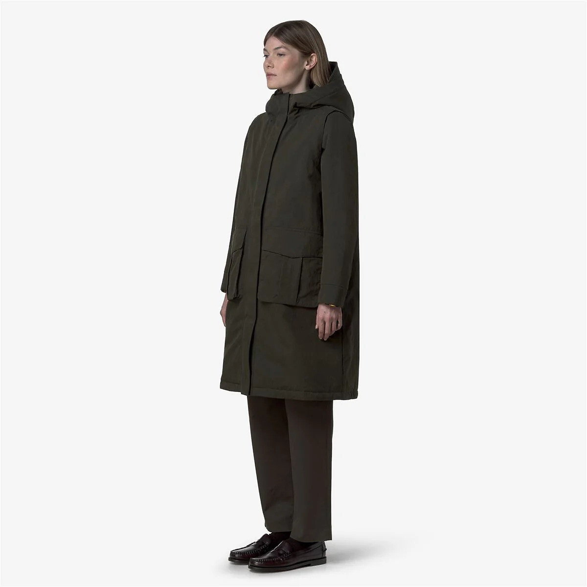 Brunil Cotton Feel Long Hooded Parka khaki, K-WAY