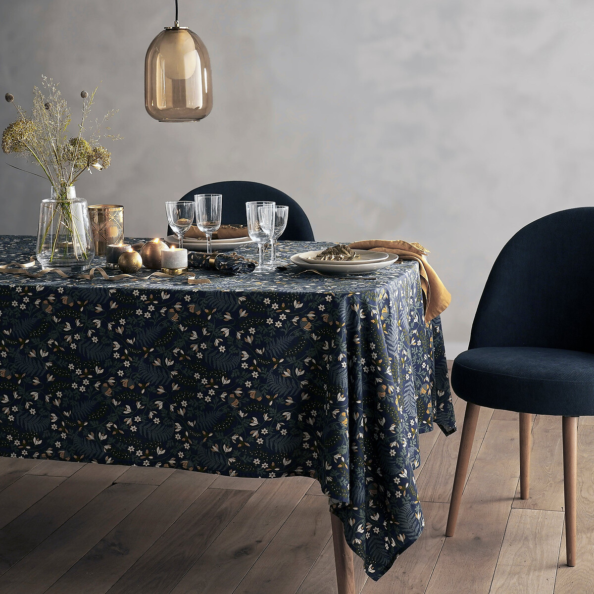 Tischdecke Longina, Blumenmuster, gewaschene Baumwolle bedruckt, LA REDOUTE INTERIEURS