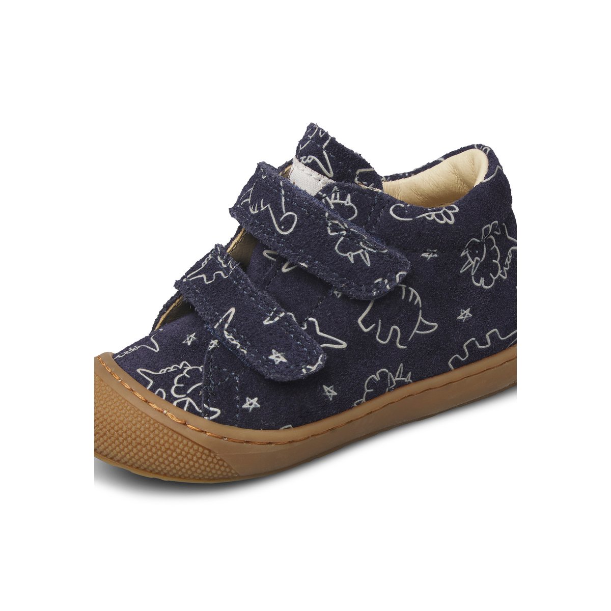 Chaussures premiers pas en suède COCOON VL marine-marron, NATURINO
