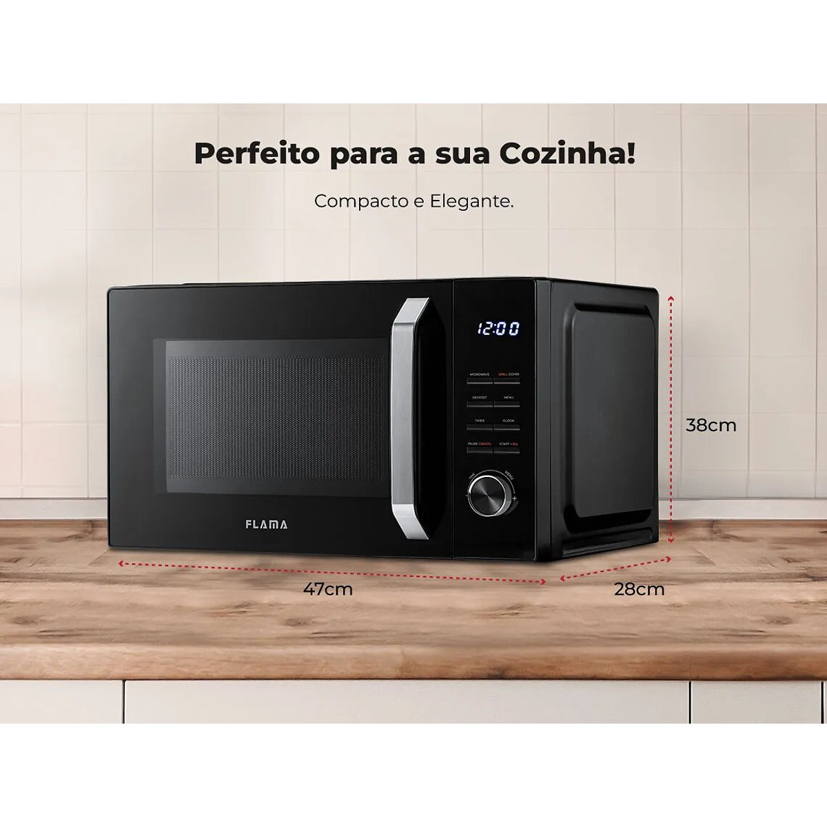 Micro-Ondas 25L Digital C/Grill Preto 1862FL, FLAMA preto , FLAMA