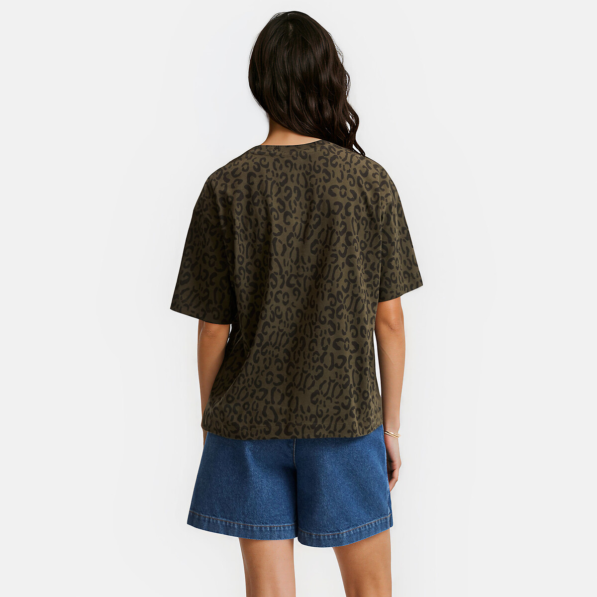 Leopard Print Crew Neck Short Sleeve T-Shirt leopard print/khaki, LA REDOUTE COLLECTIONS