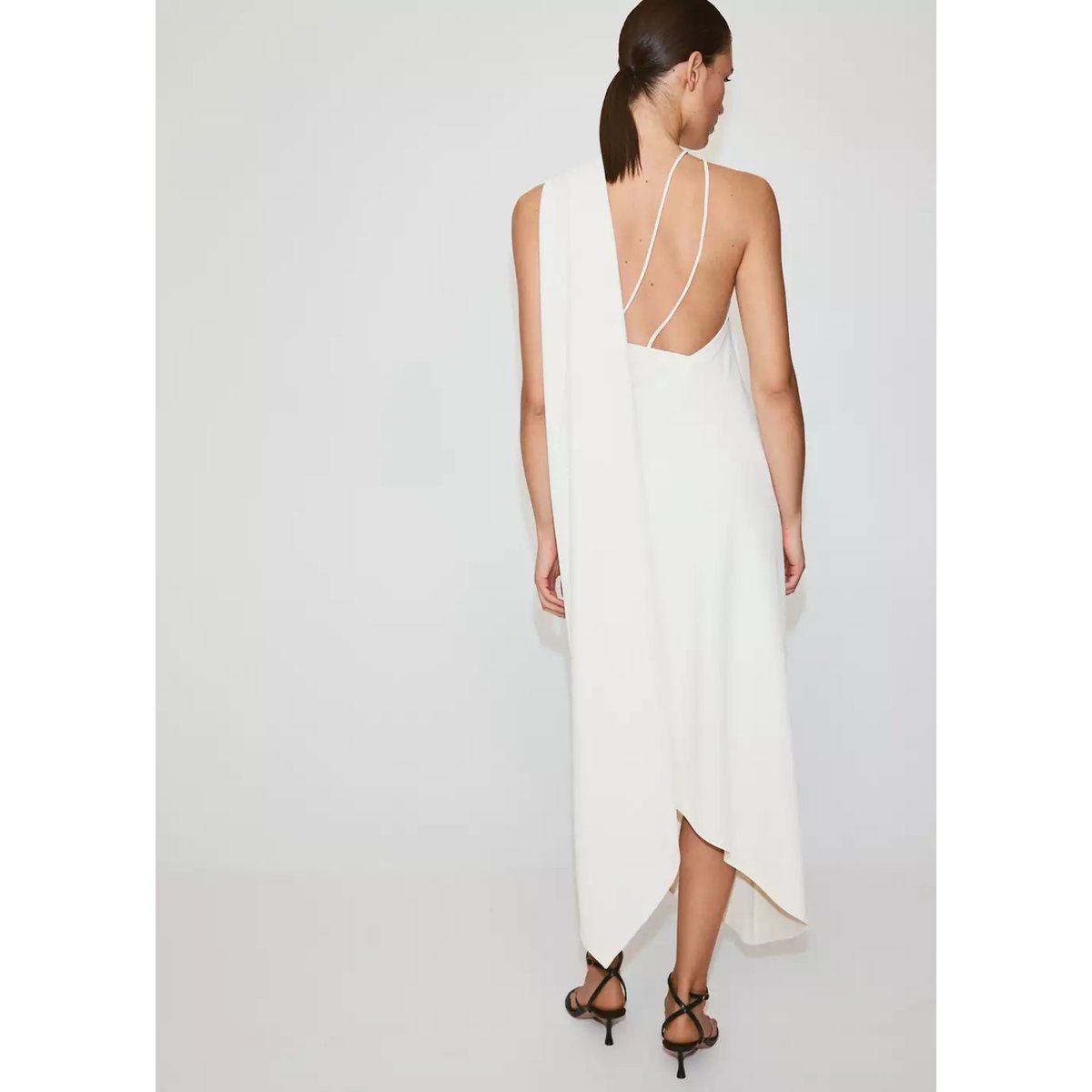 Robe asymétrique foulard écru, MANGO