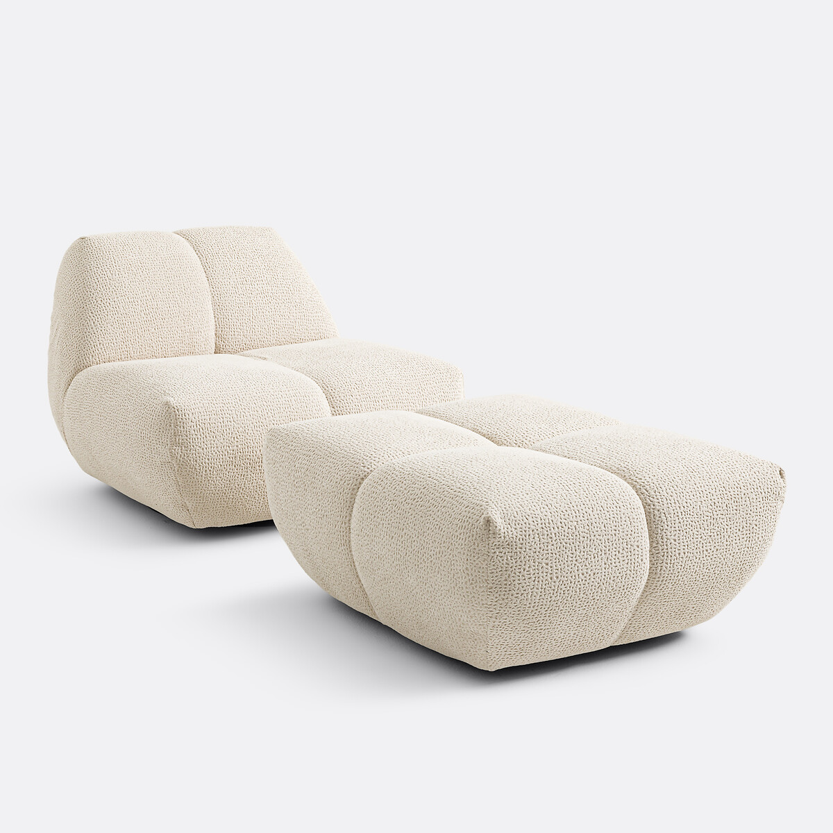 Pouf, tessuto in rilievo, L83 cm, Nuria ecru , LA REDOUTE INTERIEURS