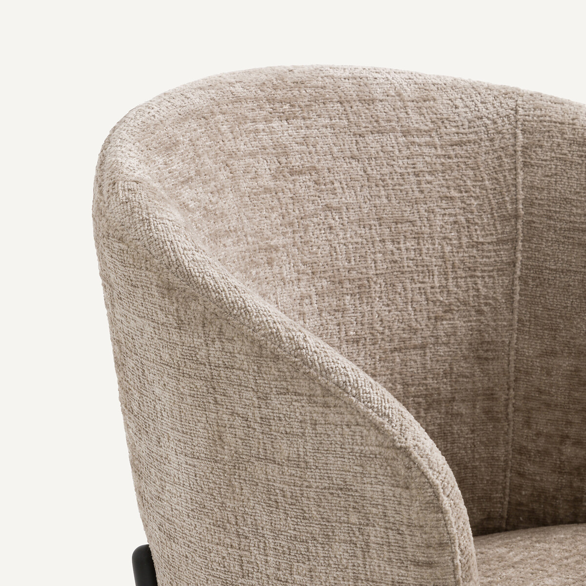 Fauteuil de table velours chenille, Kinna vison, AM.PM