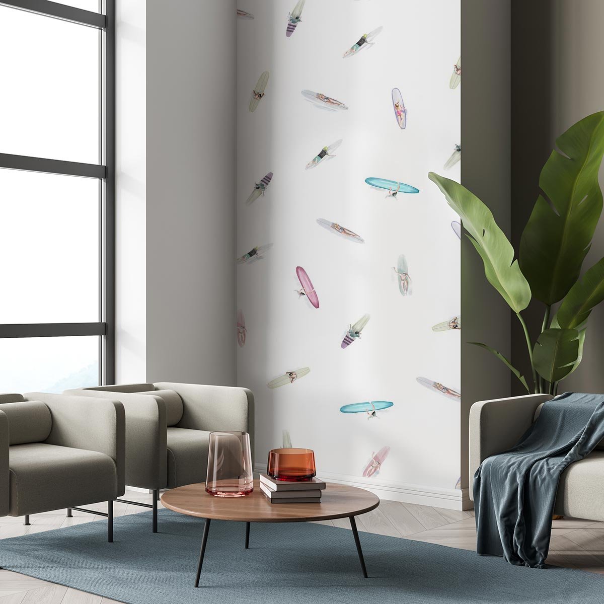Papier peint Summer Line up multicolore, HEXOA