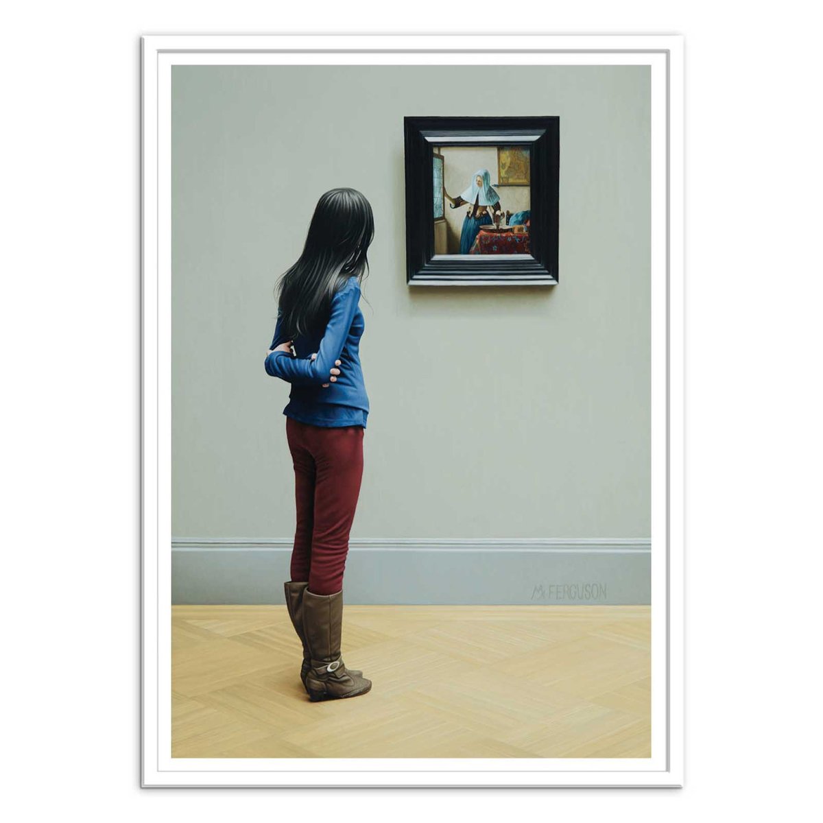 Affiche d'art - Girl with Vermeer, 2014 - Max Ferguson couleur unique, WALL EDITIONS