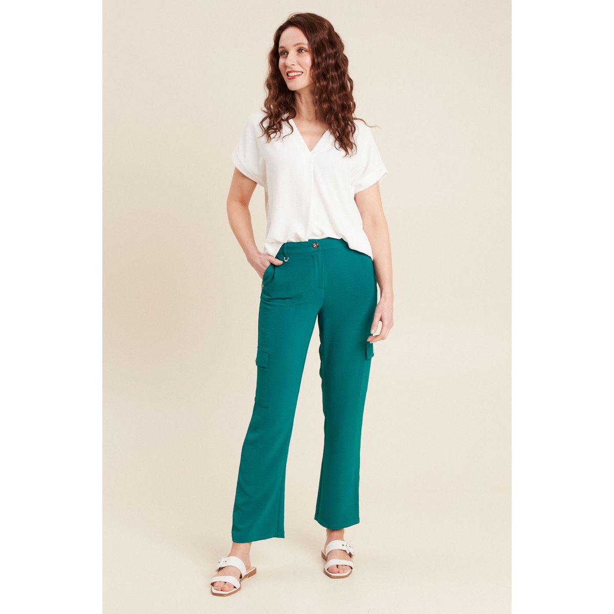 Pantalon flou cargo 7/8ème vert, BREAL