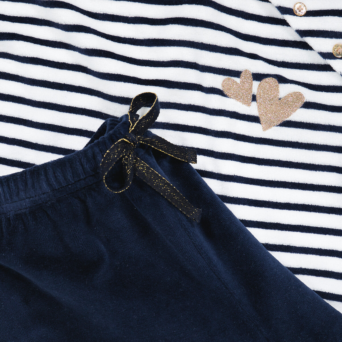 Marine pyjama in fluweel marineblauw, LA REDOUTE COLLECTIONS