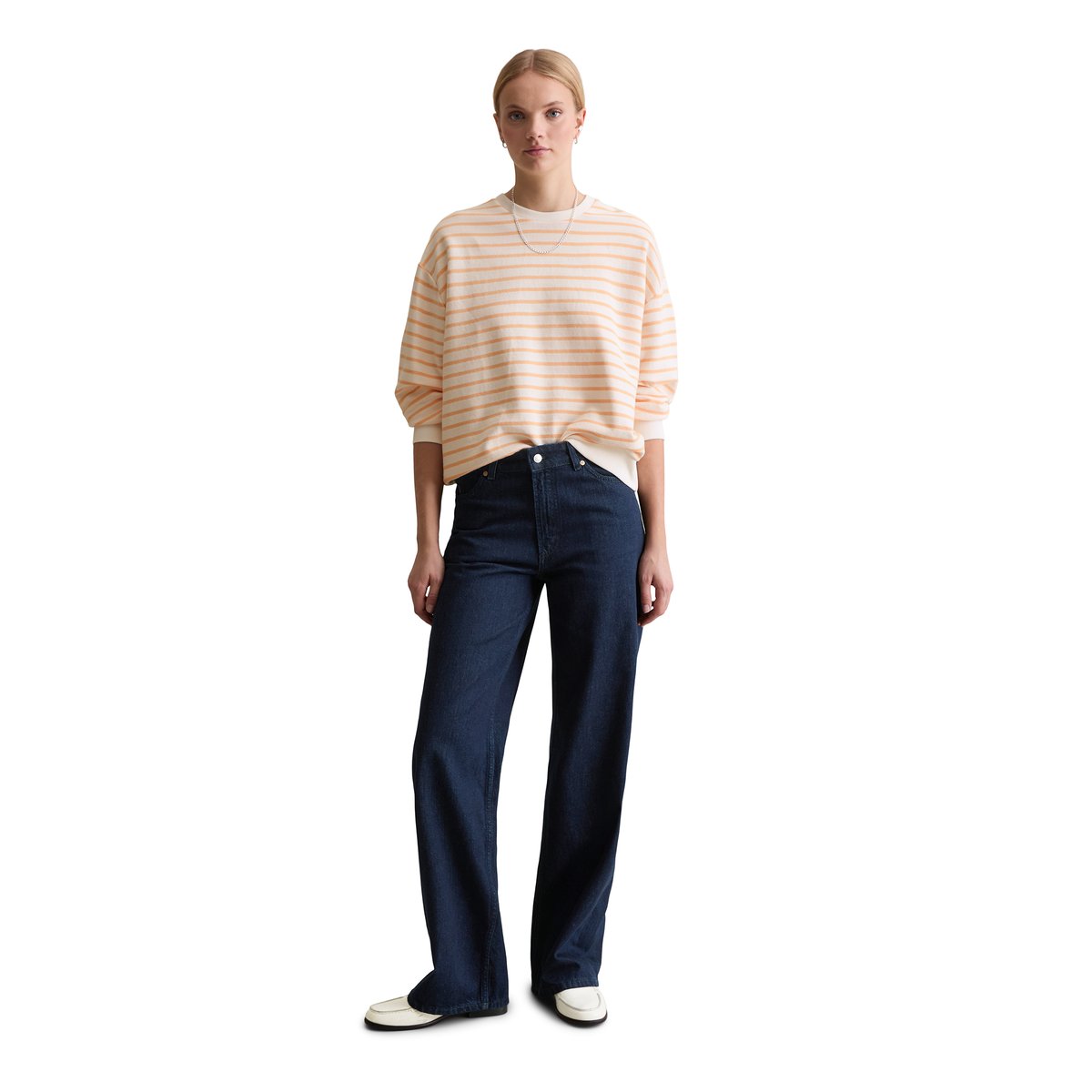 Sweat-shirt à rayures oversize en pur coton organique orange, MARC O’POLO DENIM