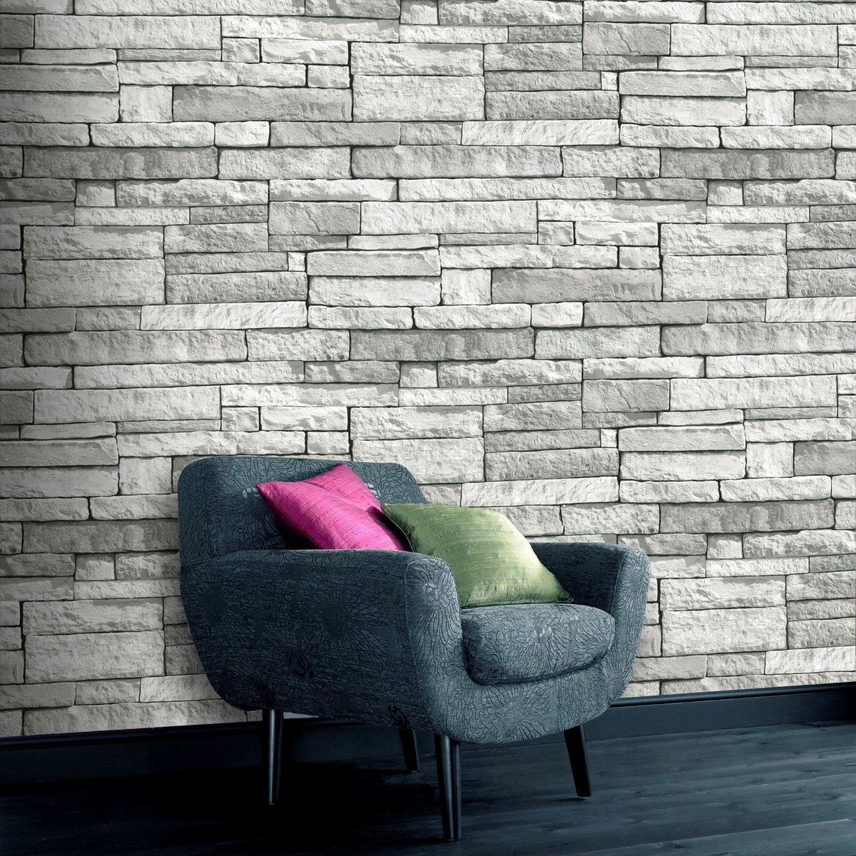 Papier peint Briquettes d'ardoise blanc, WOW