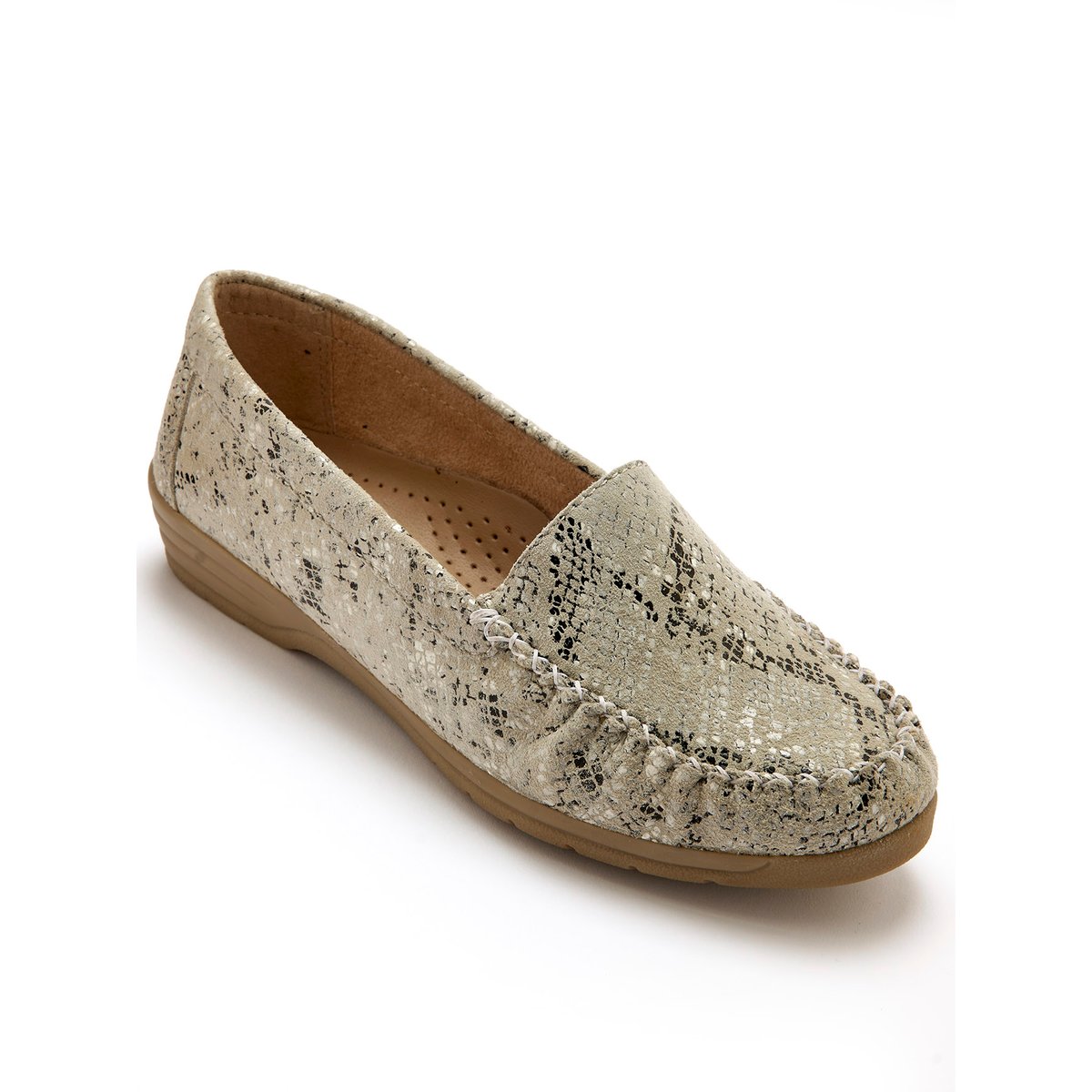 Mocassins beige reptile, PEDICONFORT