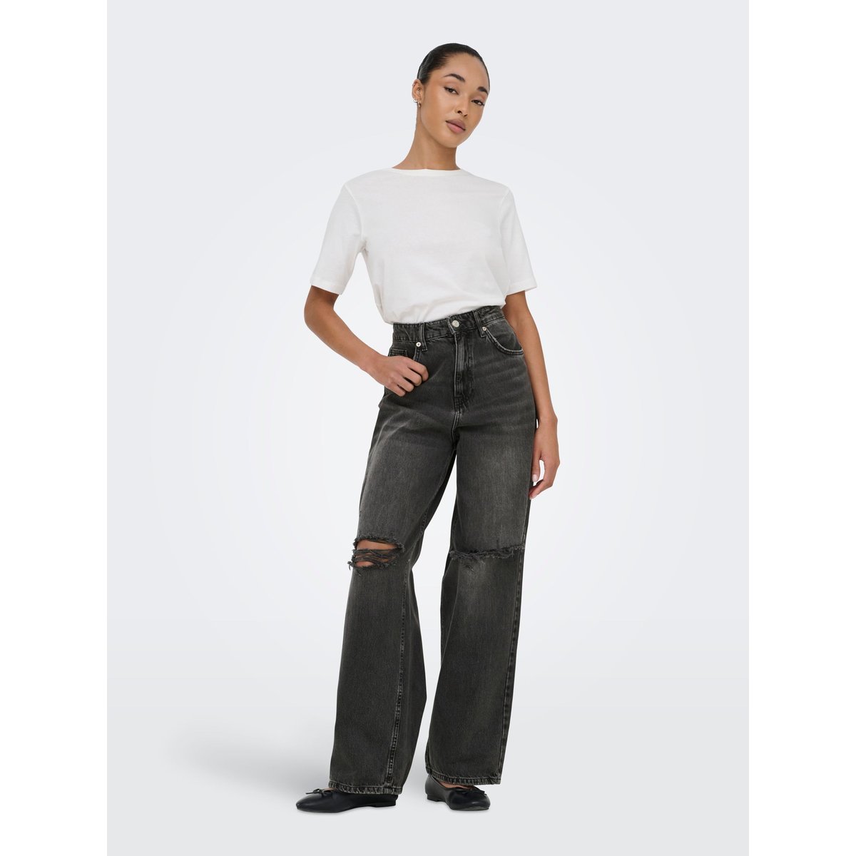 Jean Baggy Fit washed black, ONLY