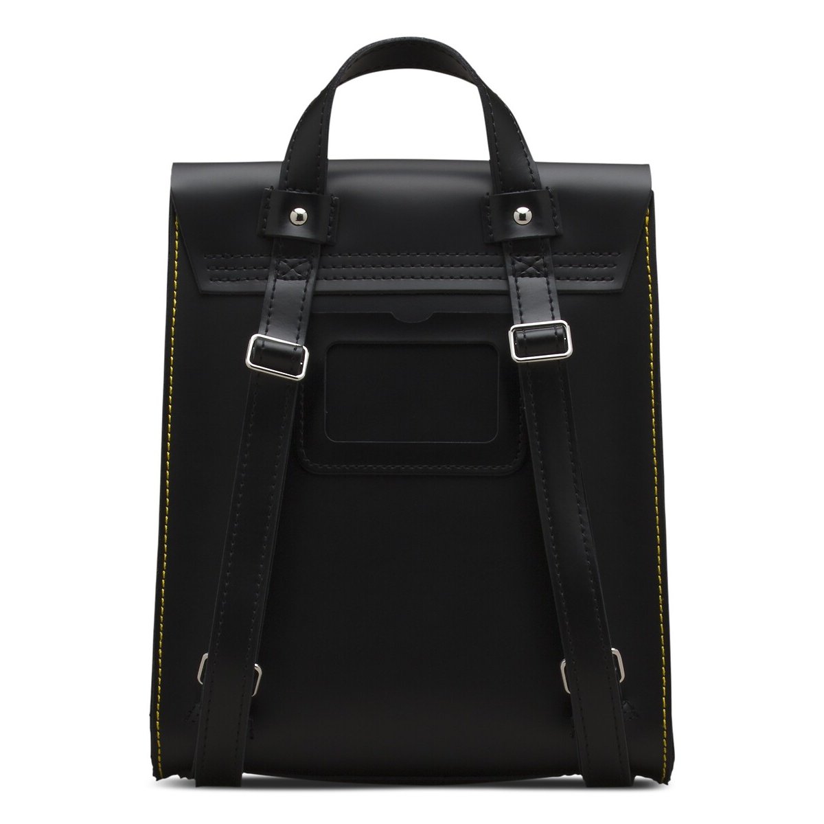 Minirugzak in glad leer zwart, DR. MARTENS