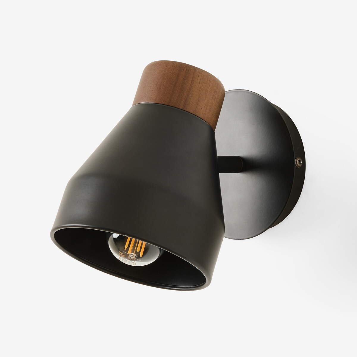 MADE.COM Albert Spot Wall Light in Dark Wood matt black, MADE