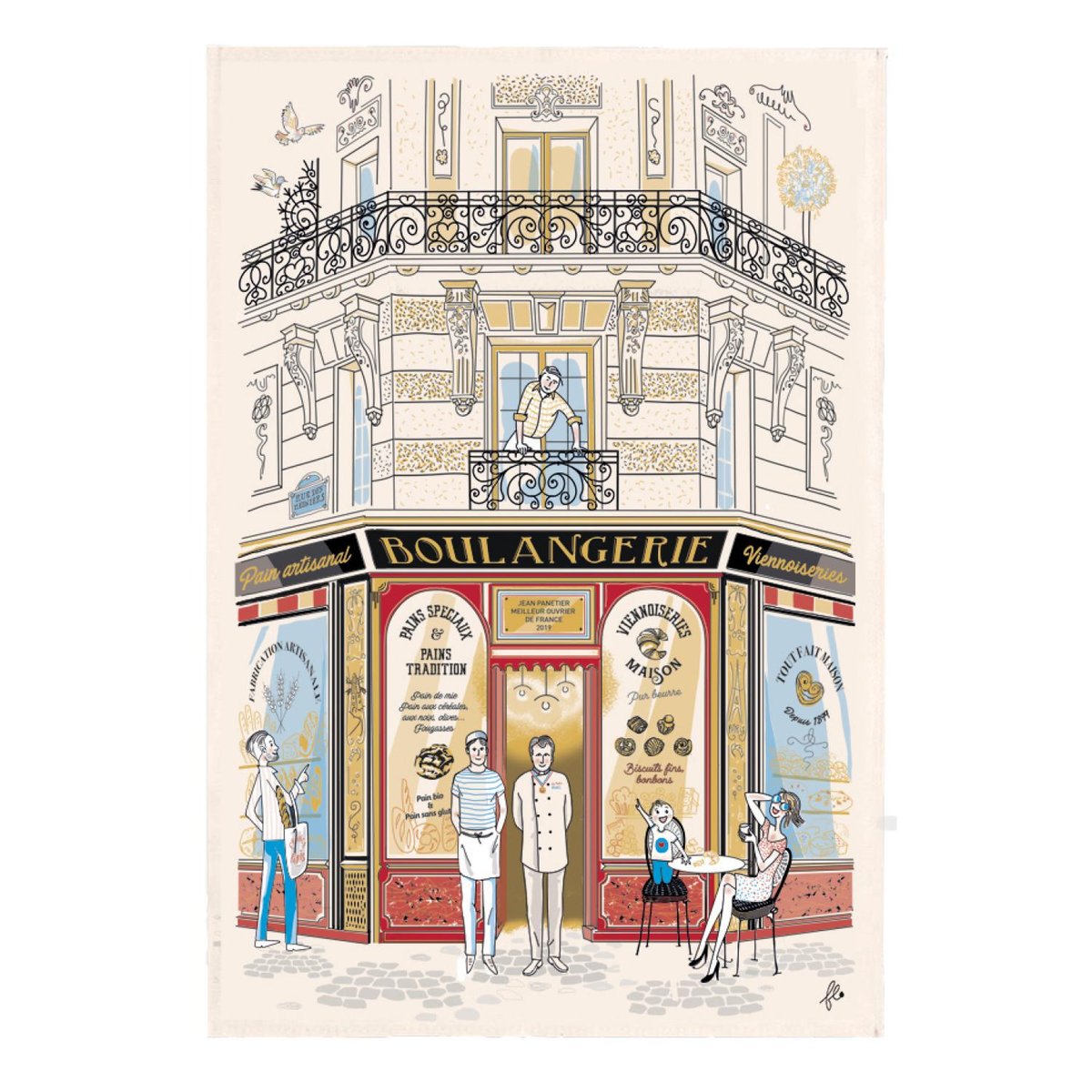 Torchon Façade Boulangerie ecru, WINKLER