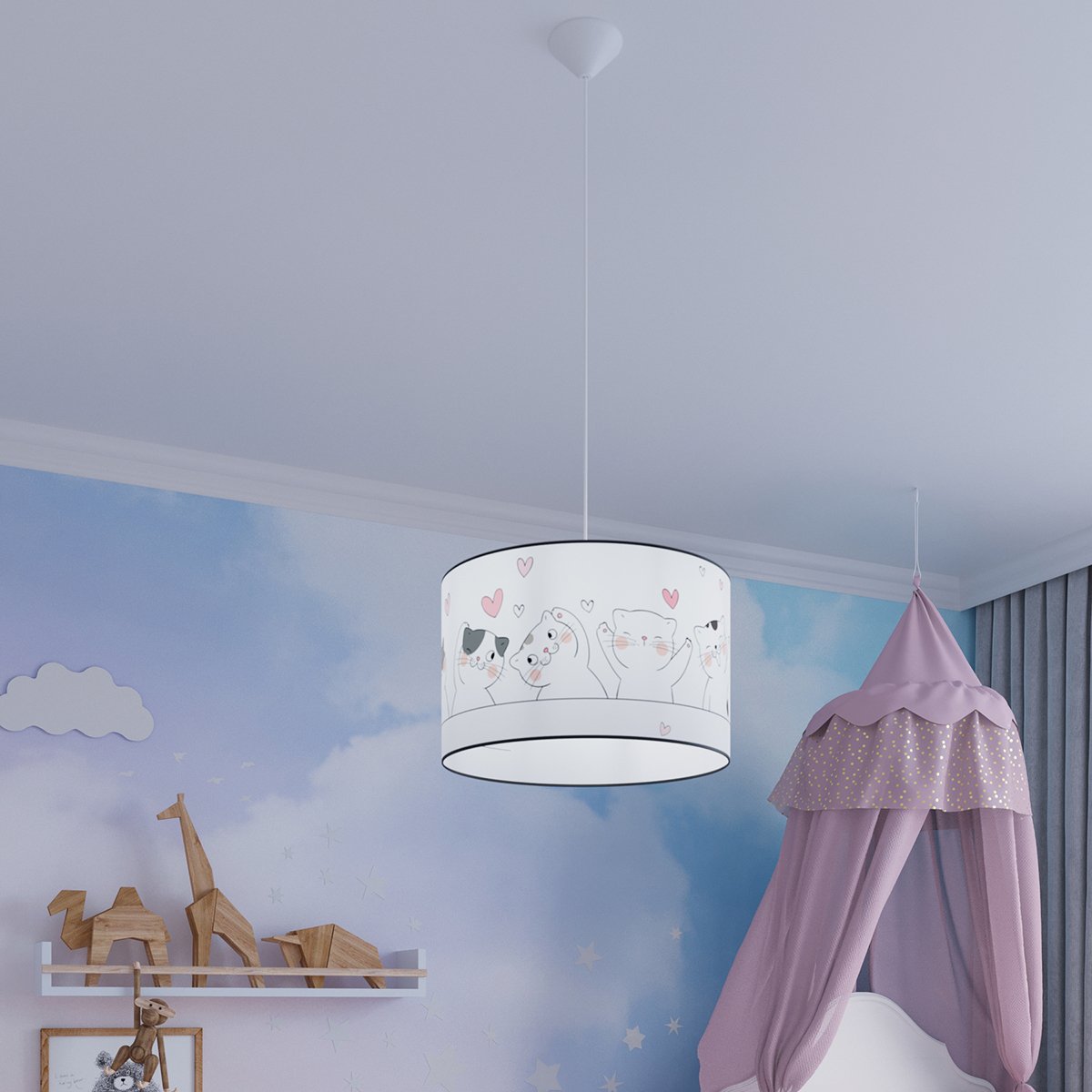 Suspension PVC Multicolore E27 1 Chat 3d 30 multicolore, EDEN
