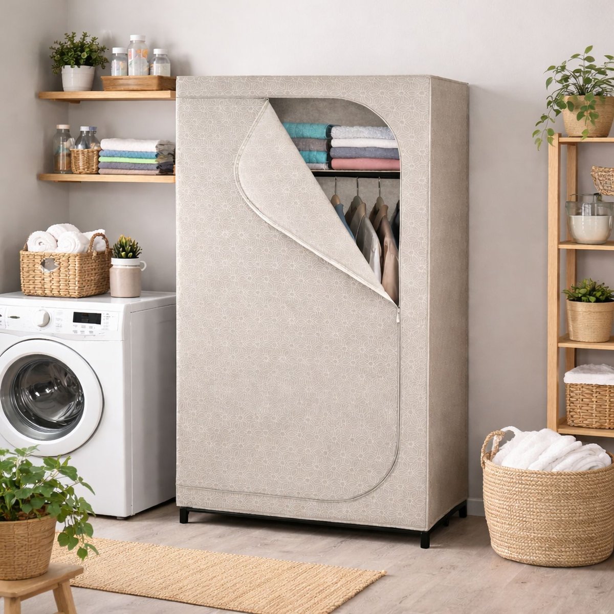 Armoire Penderie Tissu Balance taupe, WENKO