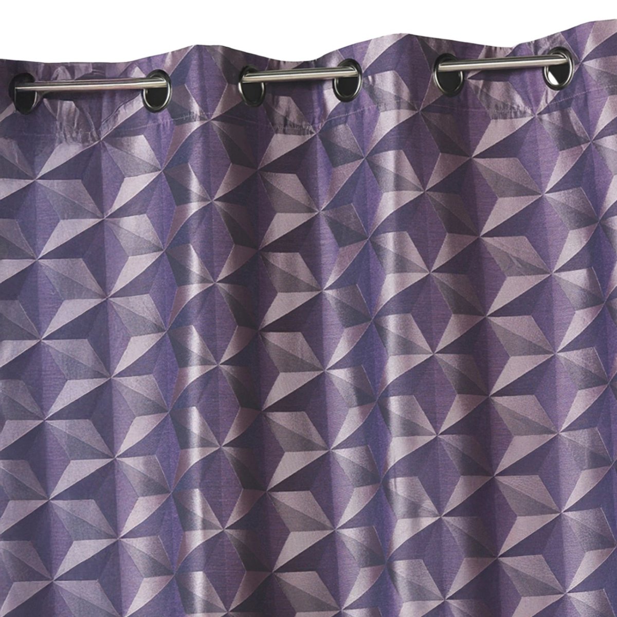 Rideau occultant jacquard à motifs géométriques violet parme, HOME MAISON