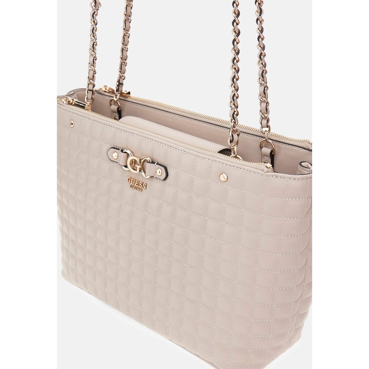 Sac Cabas Nadira Surpiqué beige, GUESS