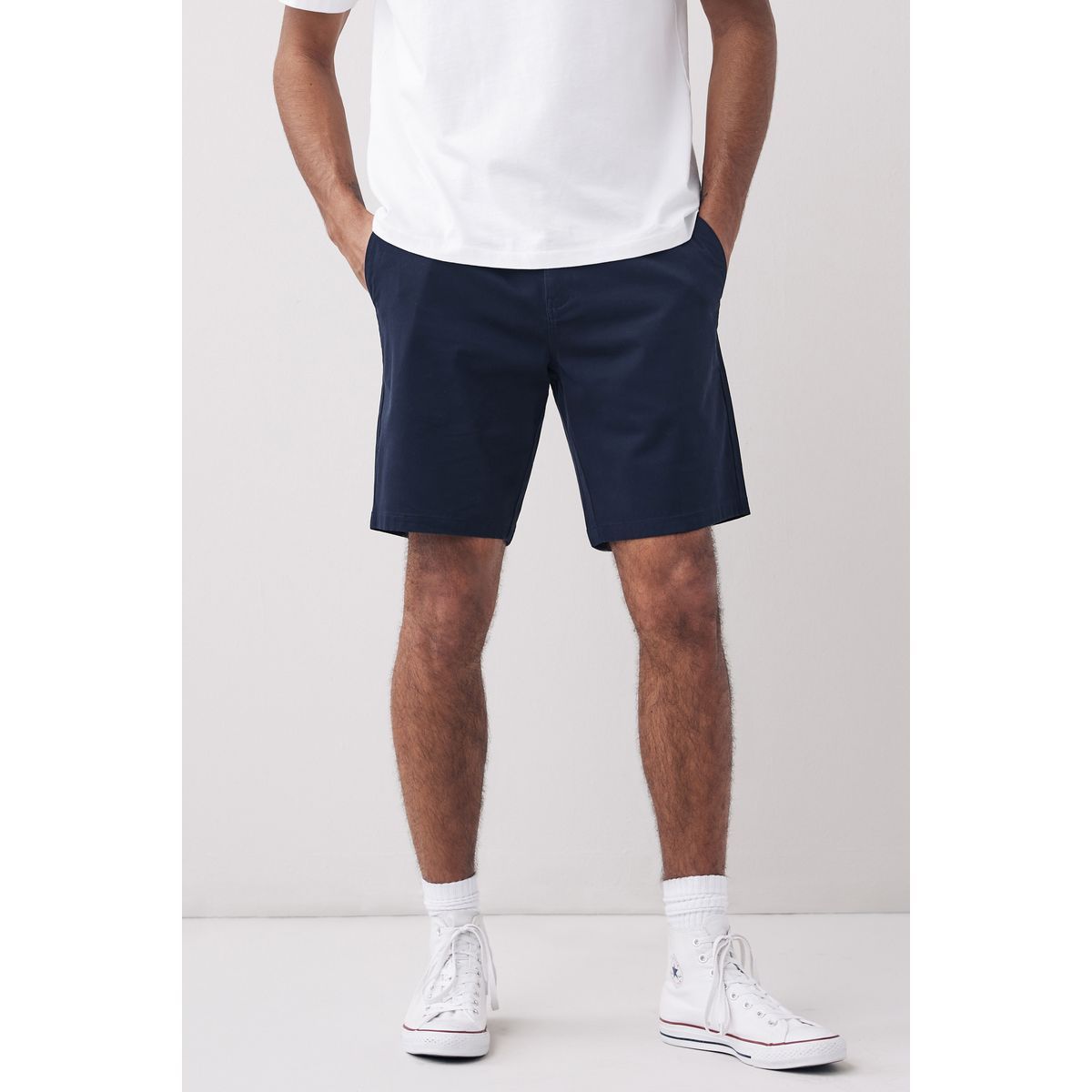 Short Chino Droit Stretch bleu/gris, NEXT