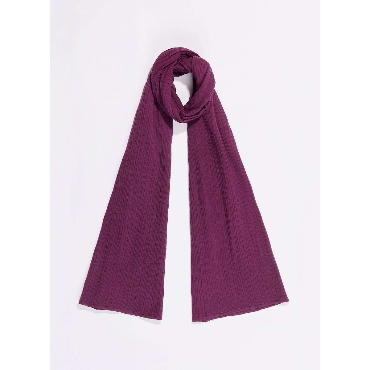 Foulard rectangulaire en gaze de coton bio BUTCH violet figue, LA FIANCÉE