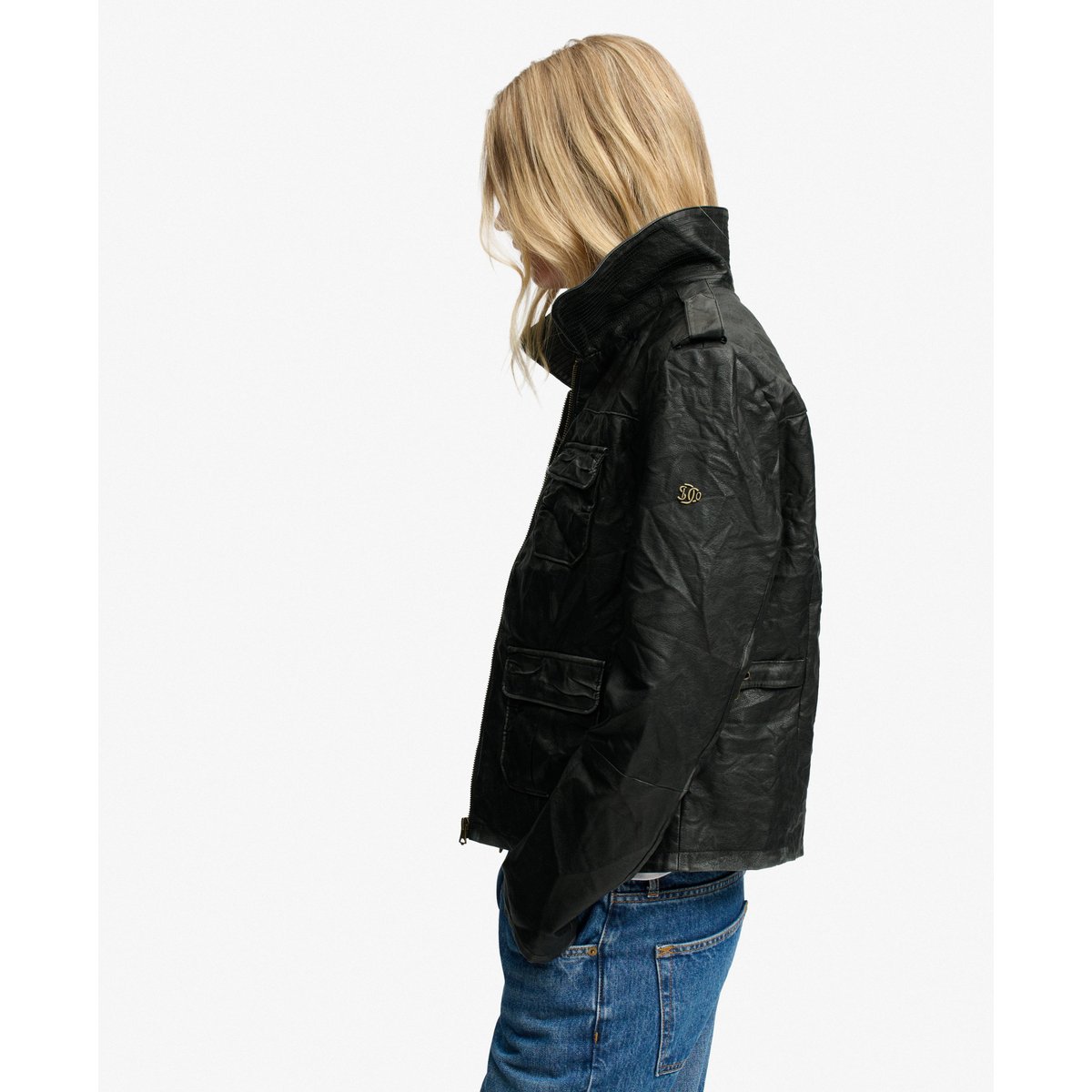 Veste Angelina Faux Cuir Coupe Décontractée noir, SUPERDRY