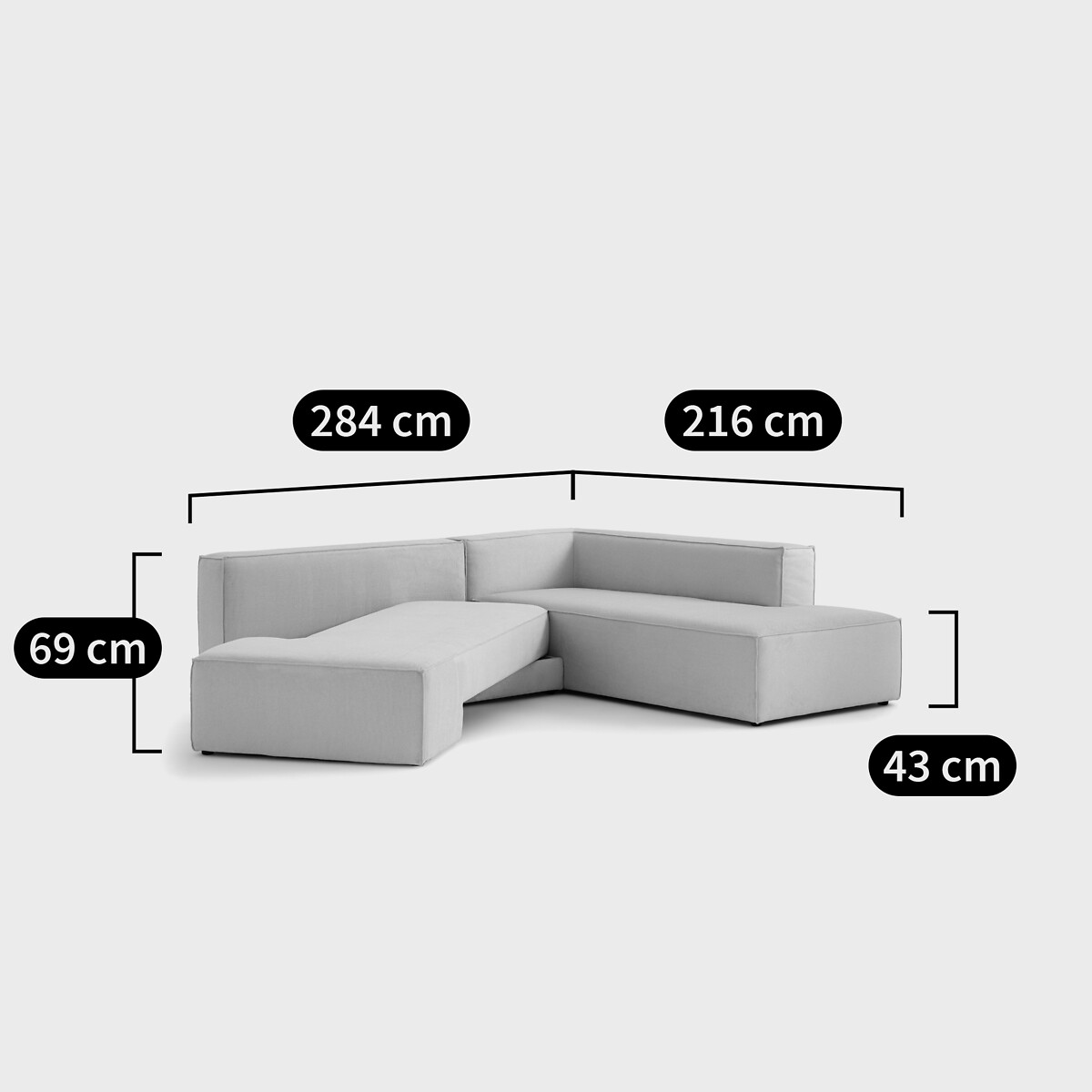 Canapé angle convertible polyester texturé, Ginosa vert forêt, LA REDOUTE INTERIEURS