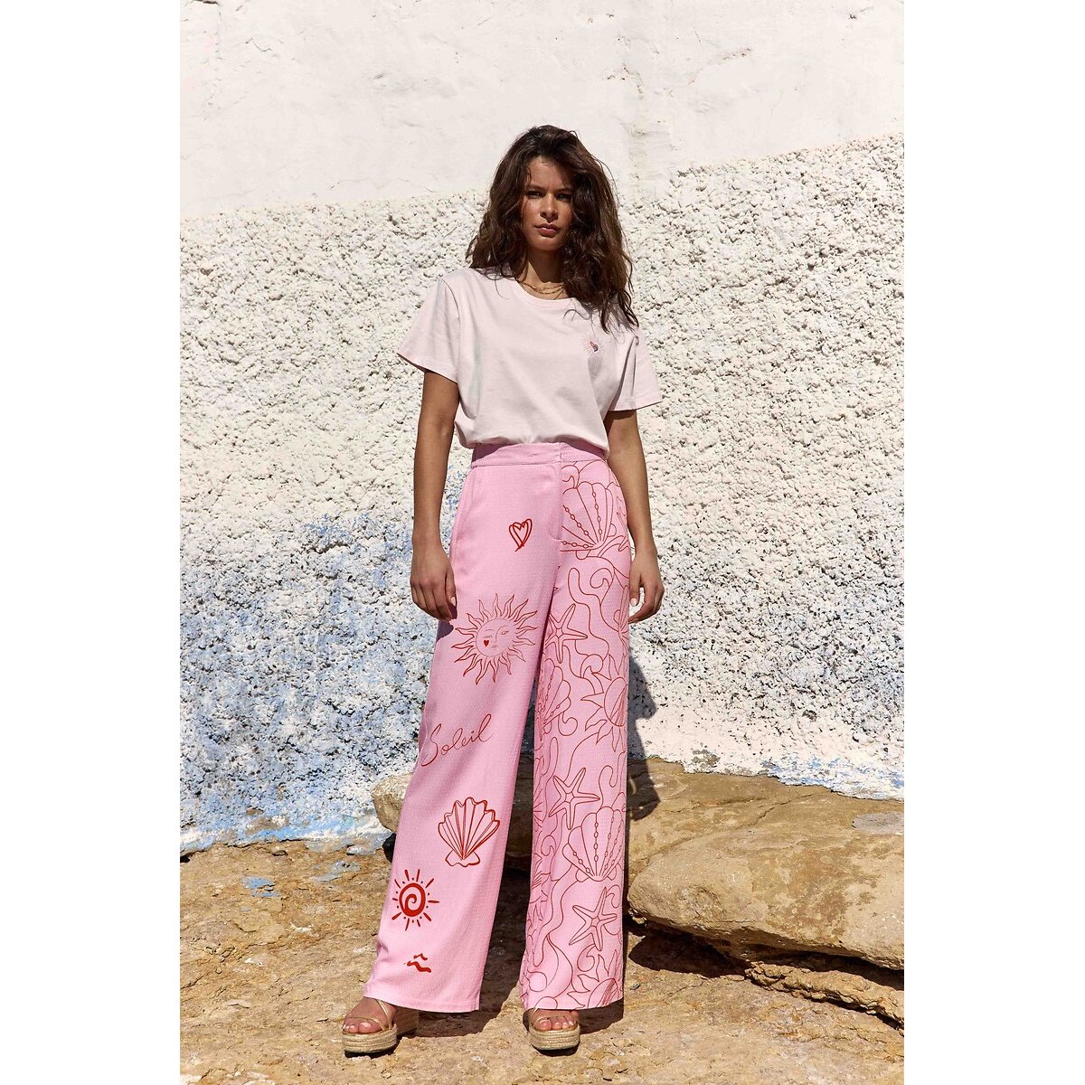 T-shirt manches courtes imprimé devant et dos, TIRENE rose clair, LA PETITE ETOILE