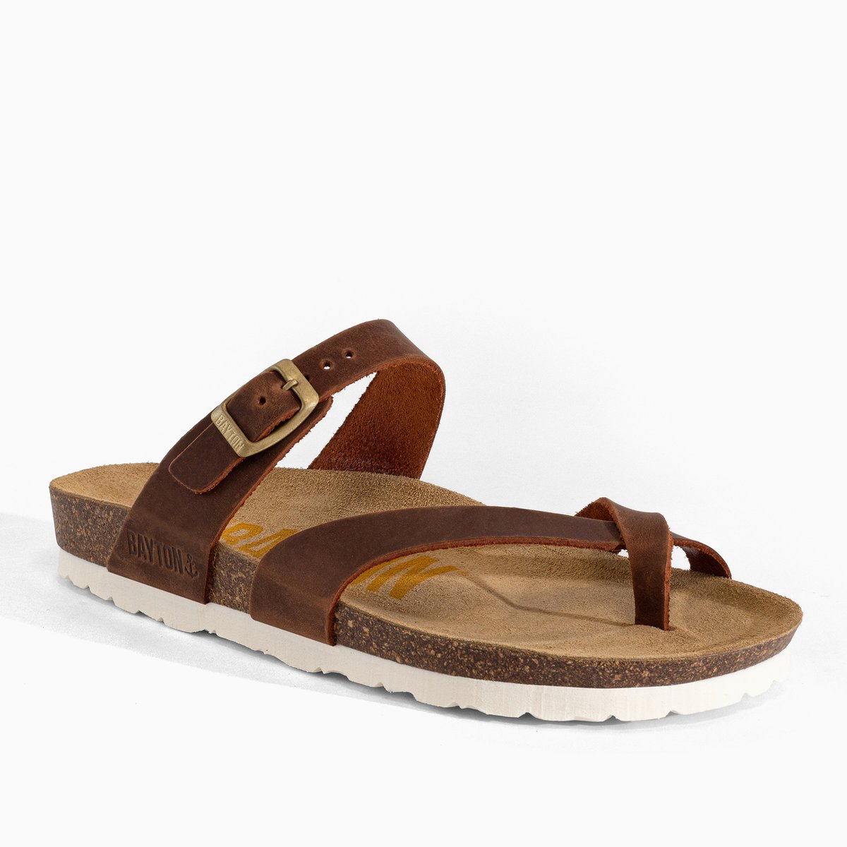 Tongs en cuir DIANE marron, BAYTON