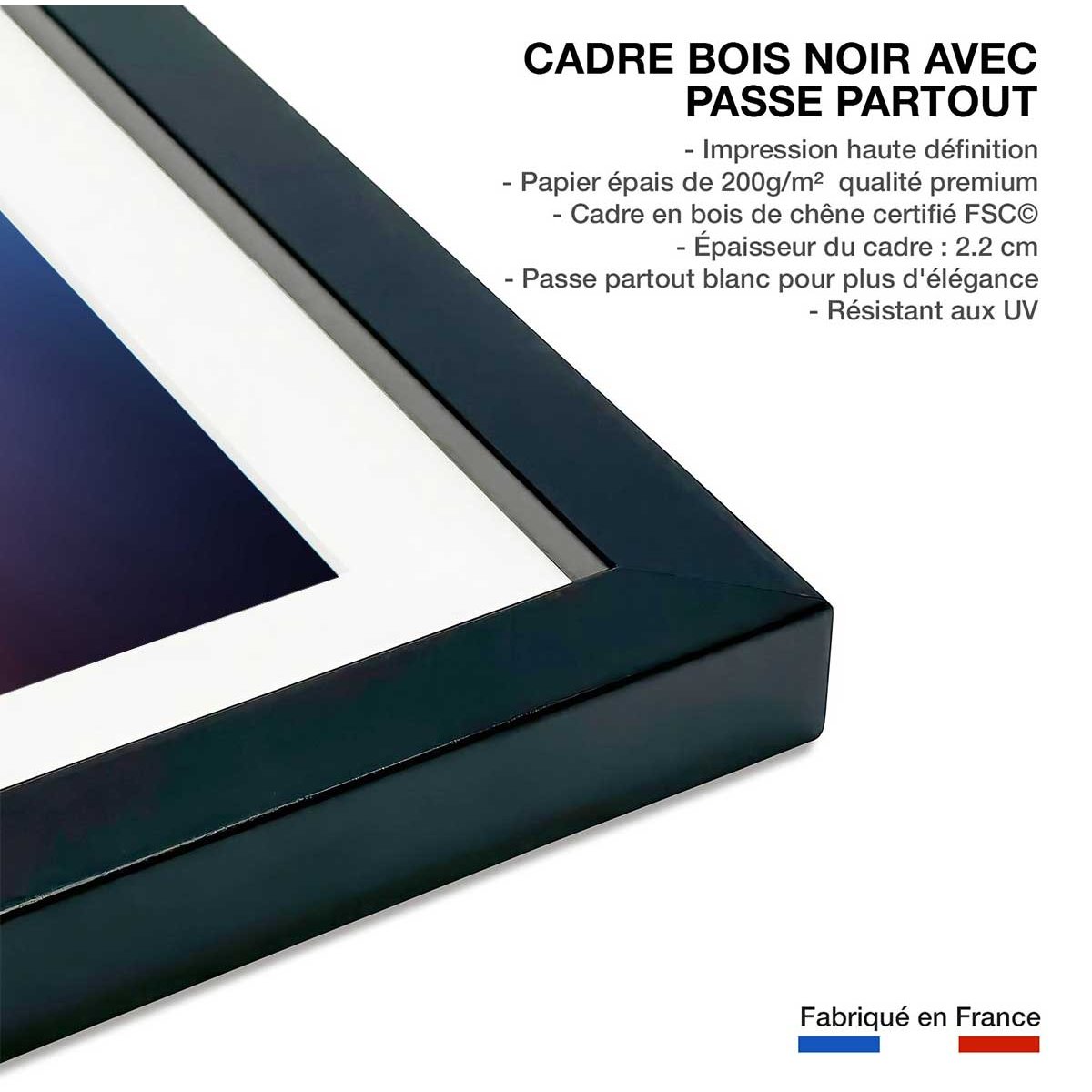 Poster navigation sous le sunset affiche + cadre en bois - noir, HEXOA