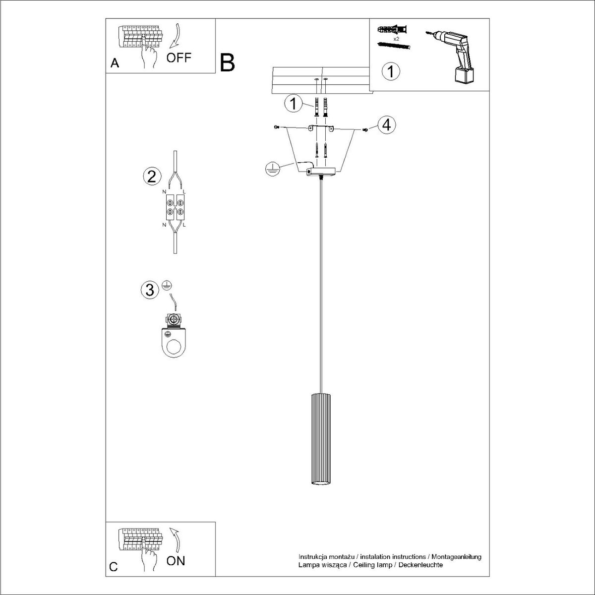 Suspension Aluminium Rose GU10 1 KARBON rose, EDEN