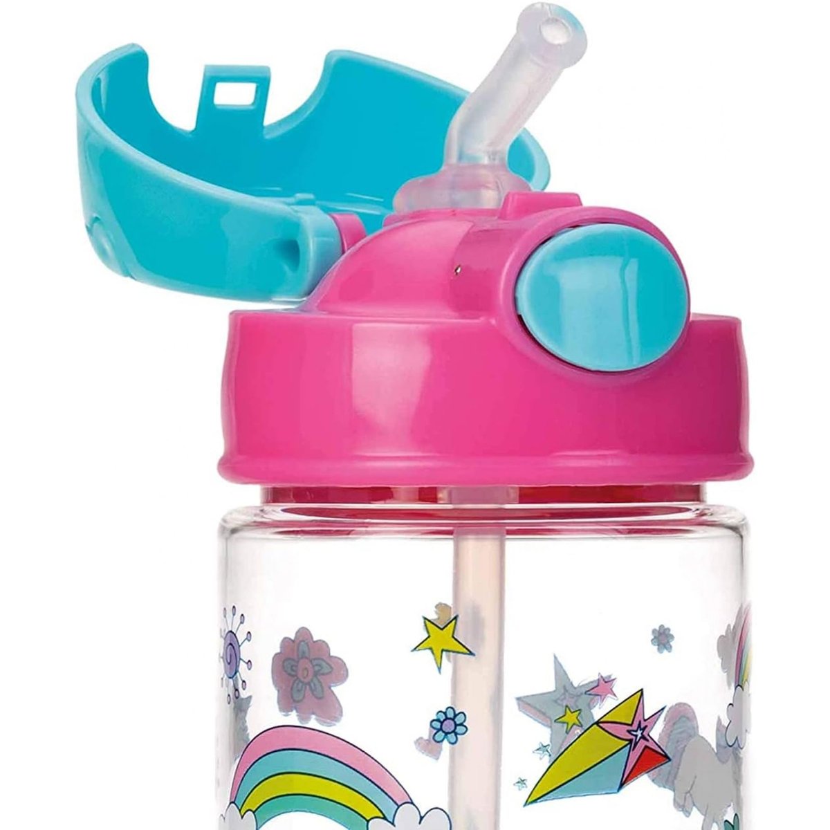 Gobelet paille souple et bouton 540ml rose, NUBY