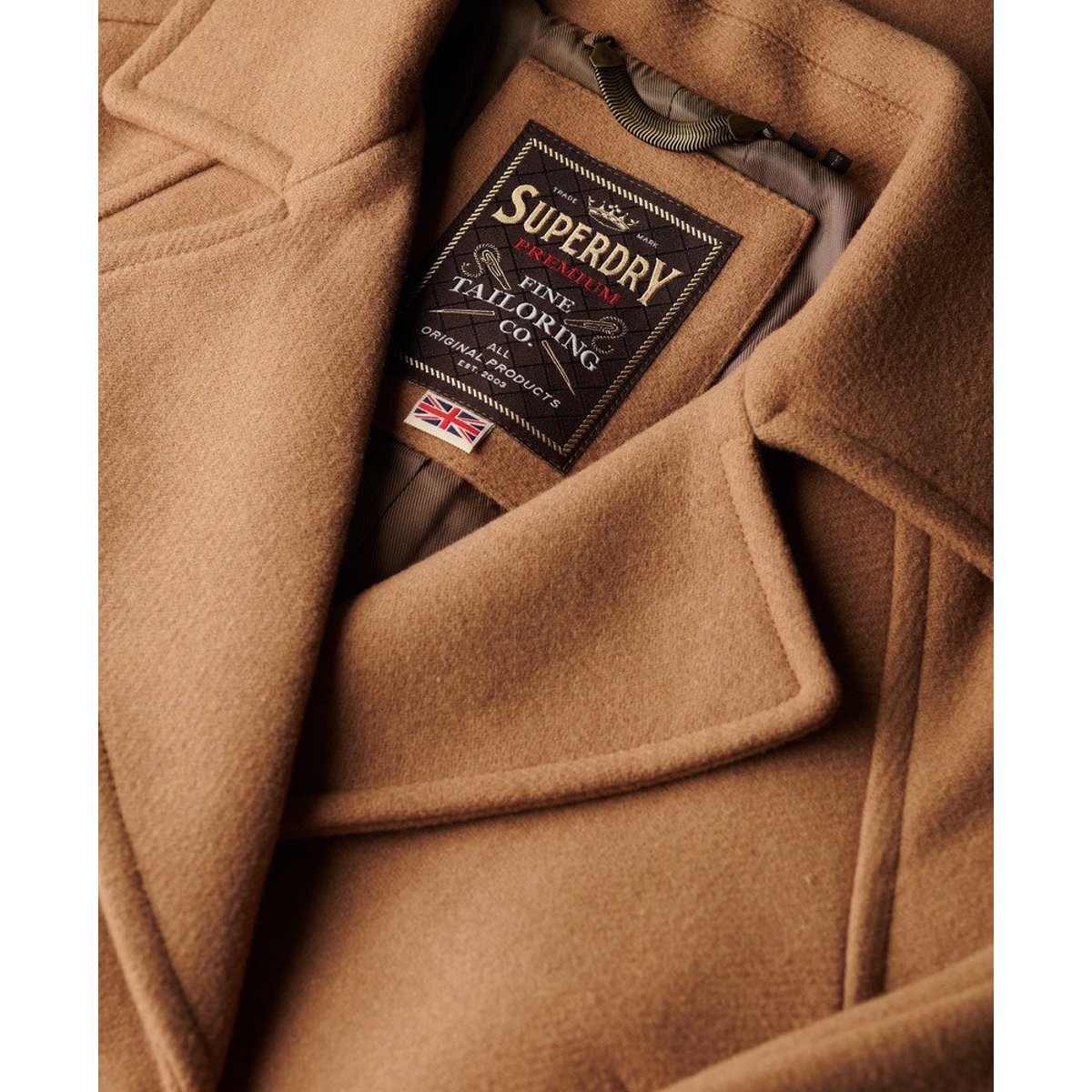 Manteau Long Mélange de Laine Décontracté brun café glacé, SUPERDRY