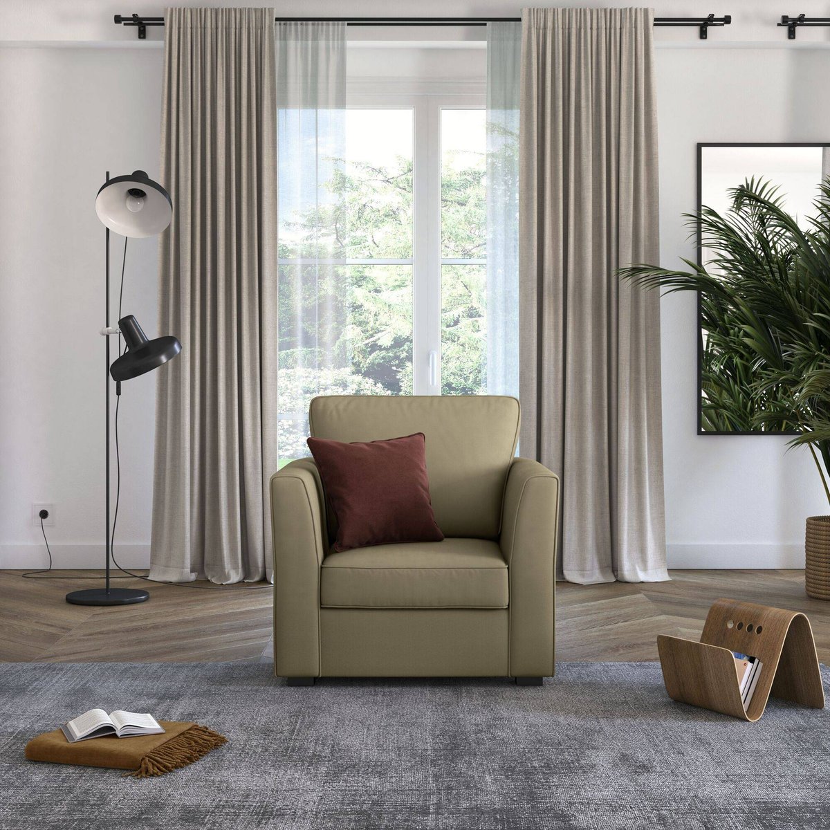 Fauteuil tissu déhoussable - MARBELLA taupe, CAMIF