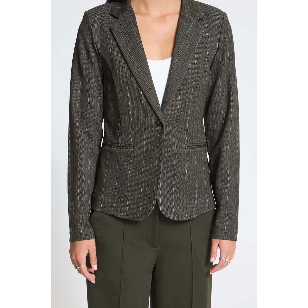 Blazer vert rosin jacquard stripe, ICHI
