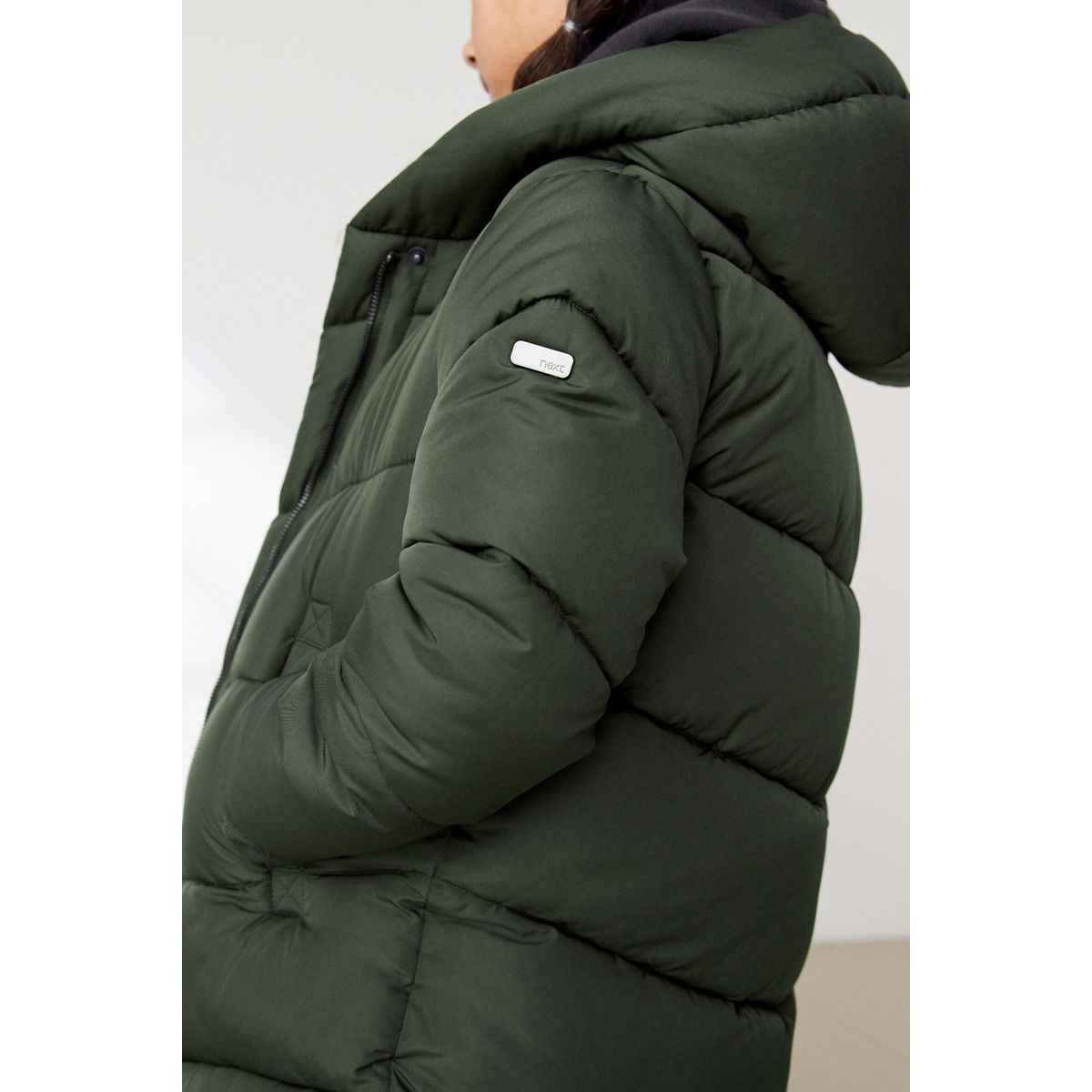 Veste matelassée imperméable à motif chevron vert kaki, NEXT