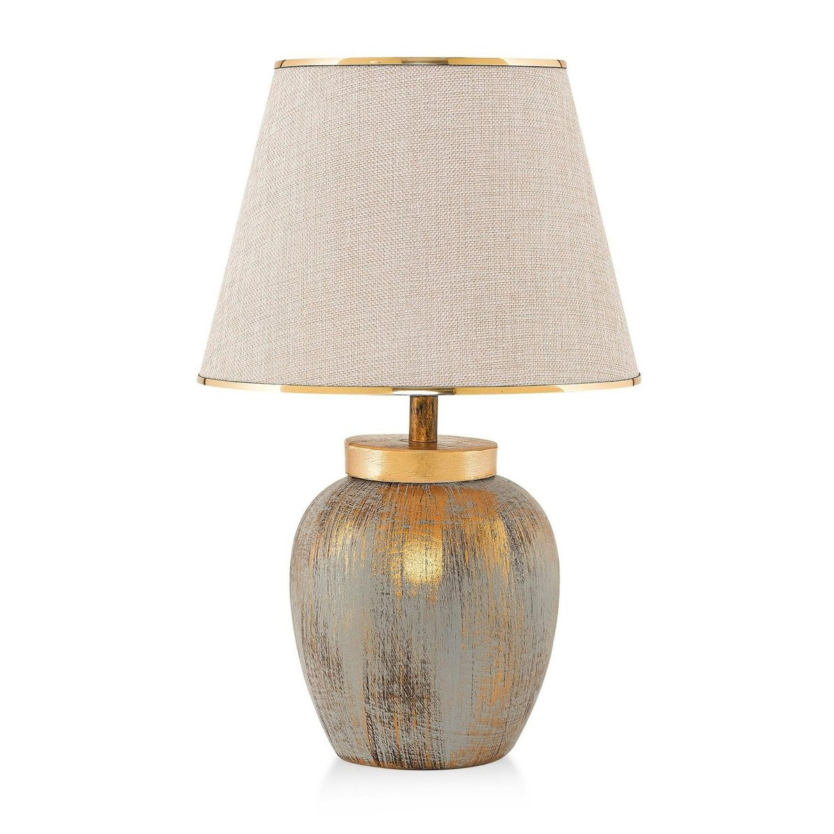 Lampe de salon moderne chic dorée, abat-jour écru KARS doré, PIER IMPORT