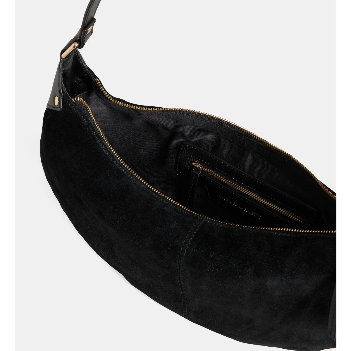 Sac à main demi lune rosanne en cuir et suède noir, GALERIES LAFAYETTE