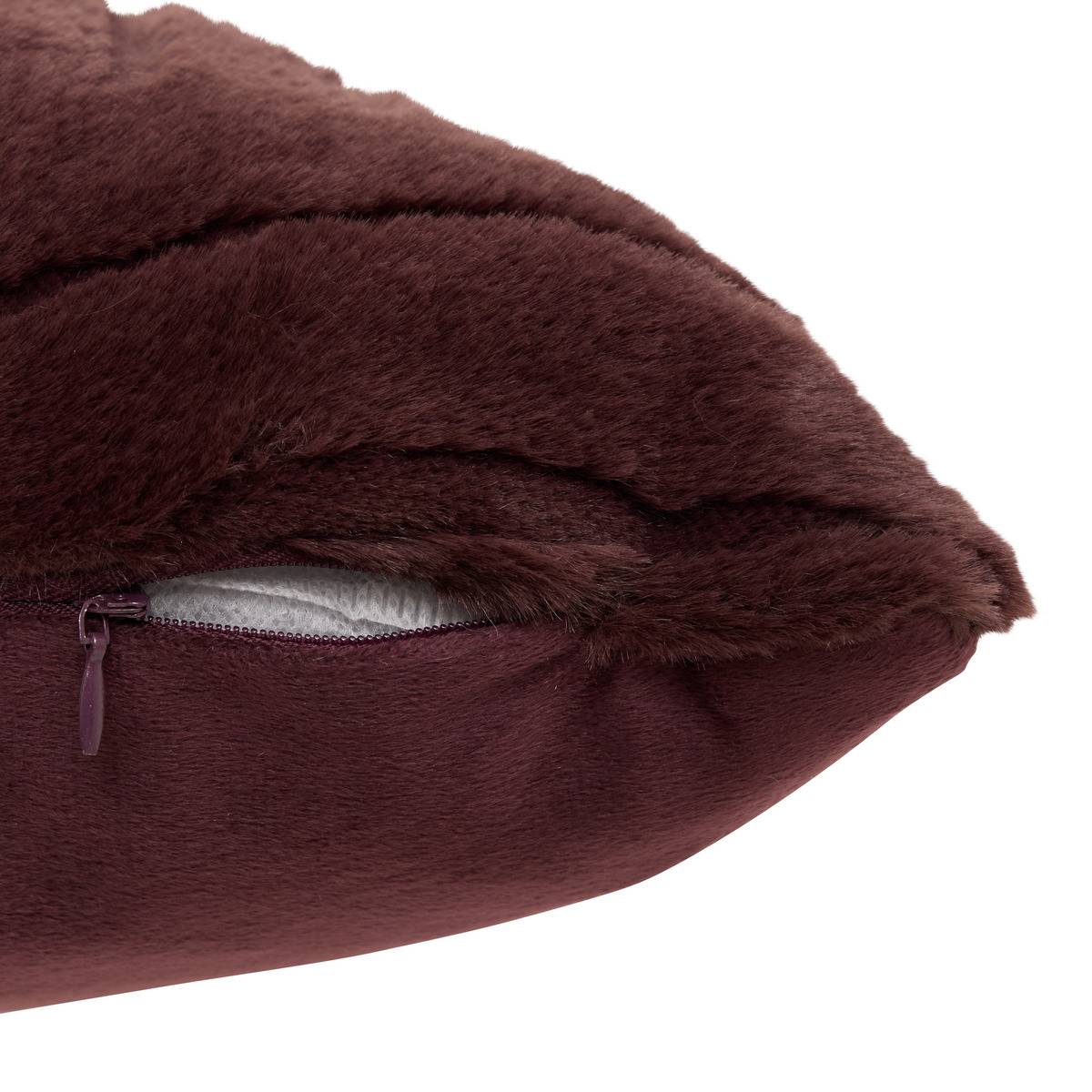 Coussin carré en imitation fourrure ARKA marron tonka, ATMOSPHERA